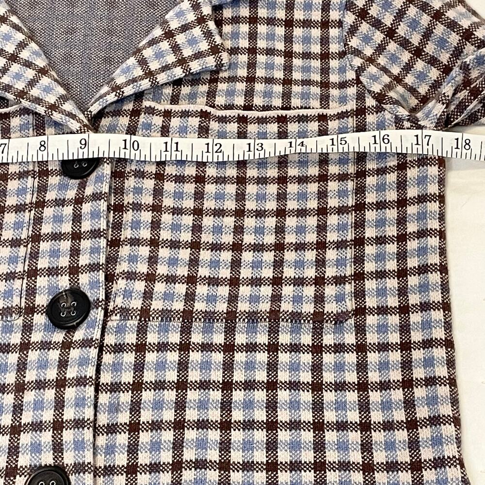 Rachel Rachel Roy Cardigan Jacket Women’s S Brown Blue Checked Knit - Picture 8 of 10